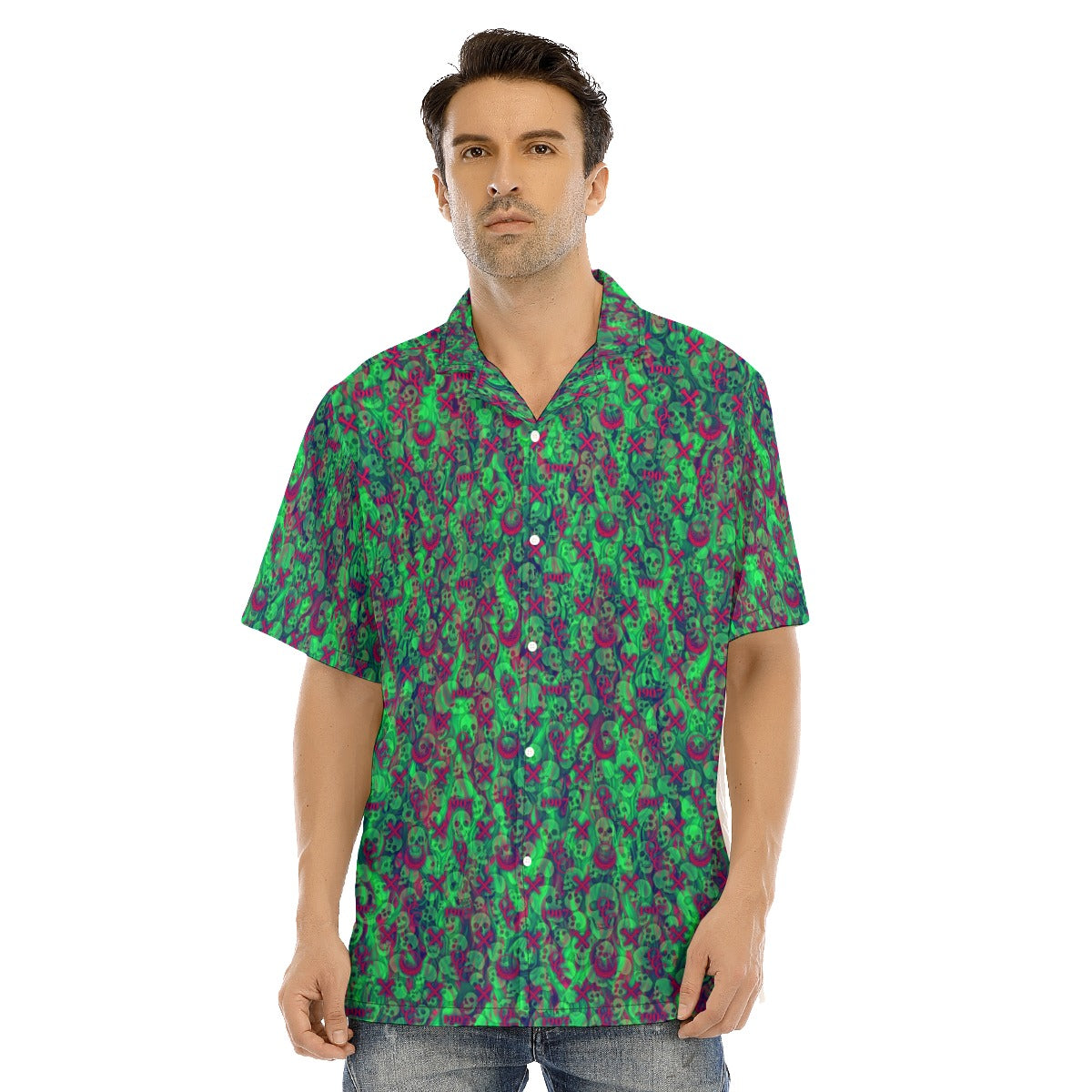 OCC Hallo-All-Over Print Men's Hawaiian Shirt With Button Closure