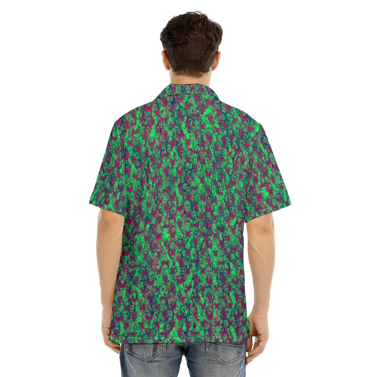 OCC Hallo-All-Over Print Men's Hawaiian Shirt With Button Closure