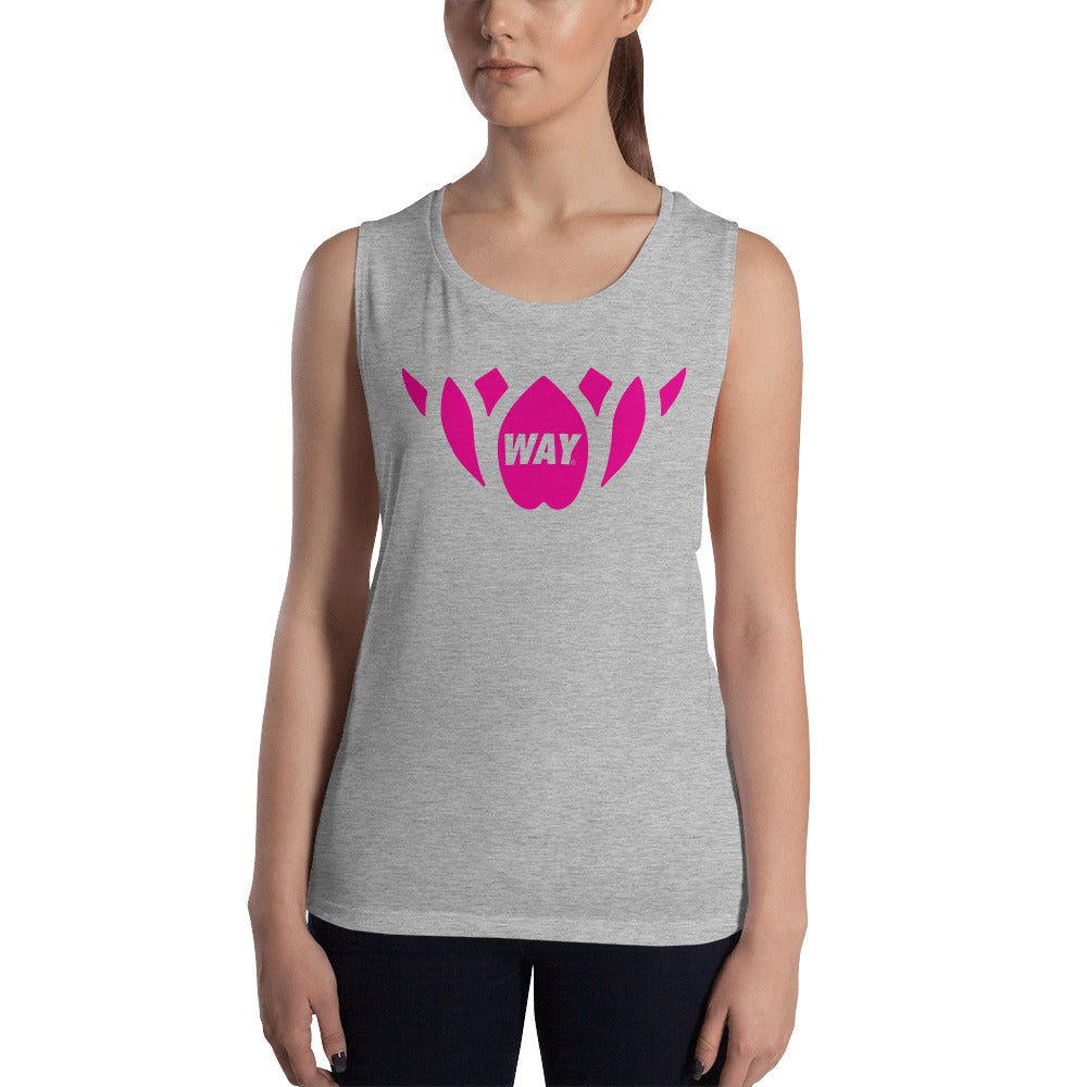 Hot Pink WAY Lotus Muscle Tank