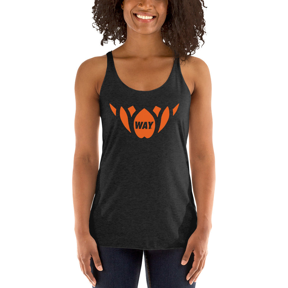 Black + Orange Lotus-Women's Racerback Tank