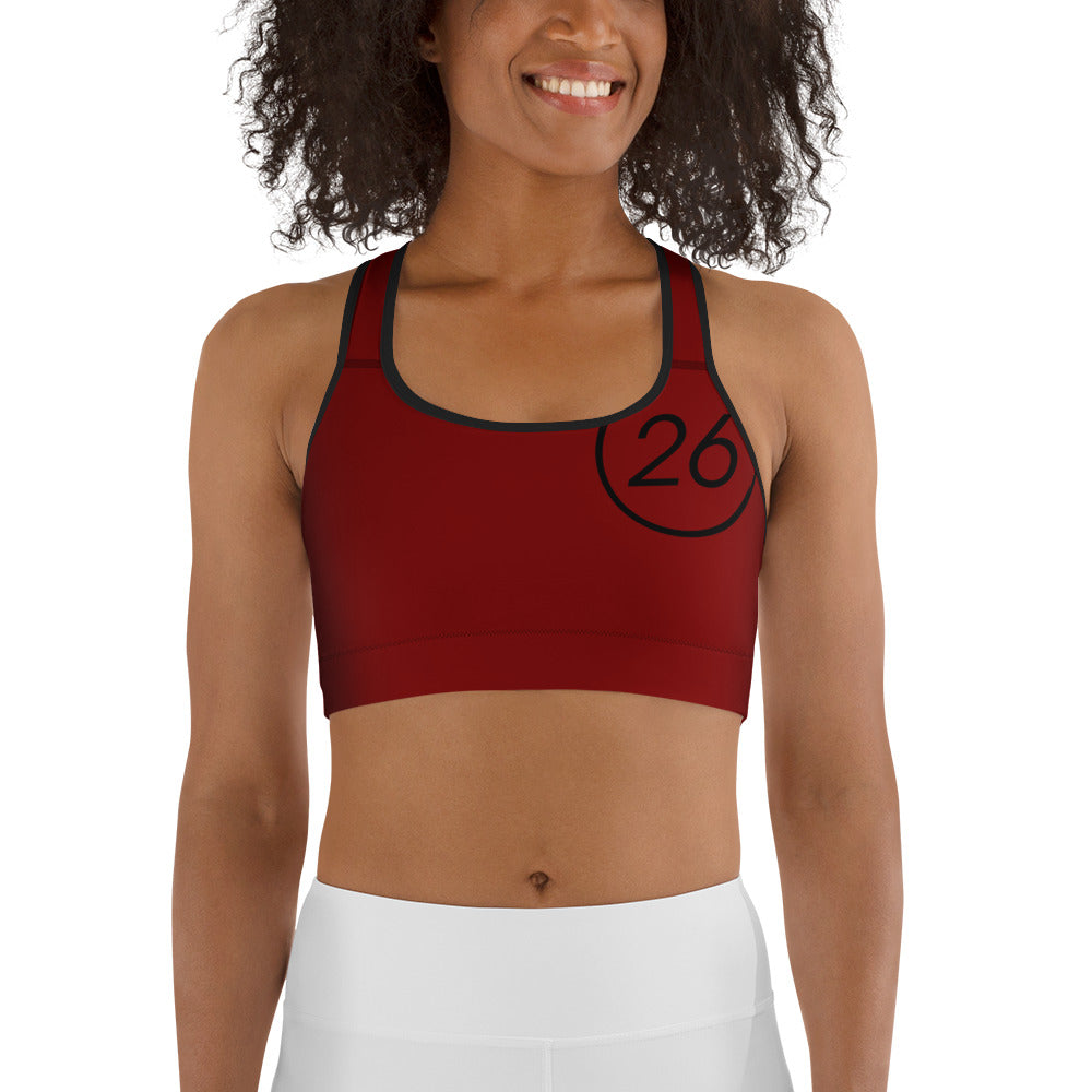 Turbo26-Sports Bra Maroon II 26 Logo