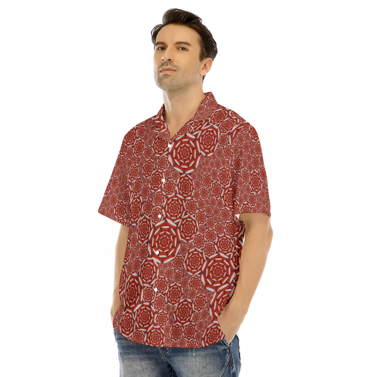 HTC-All over hawaiian button down