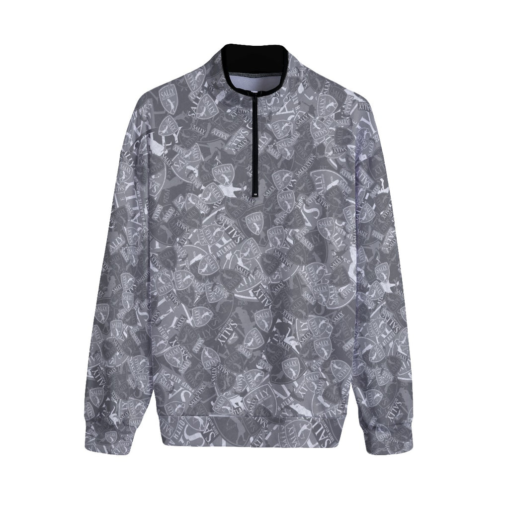 Sally-All-Over Print Men's Stand-up Collar Sweater With Zipper Closure