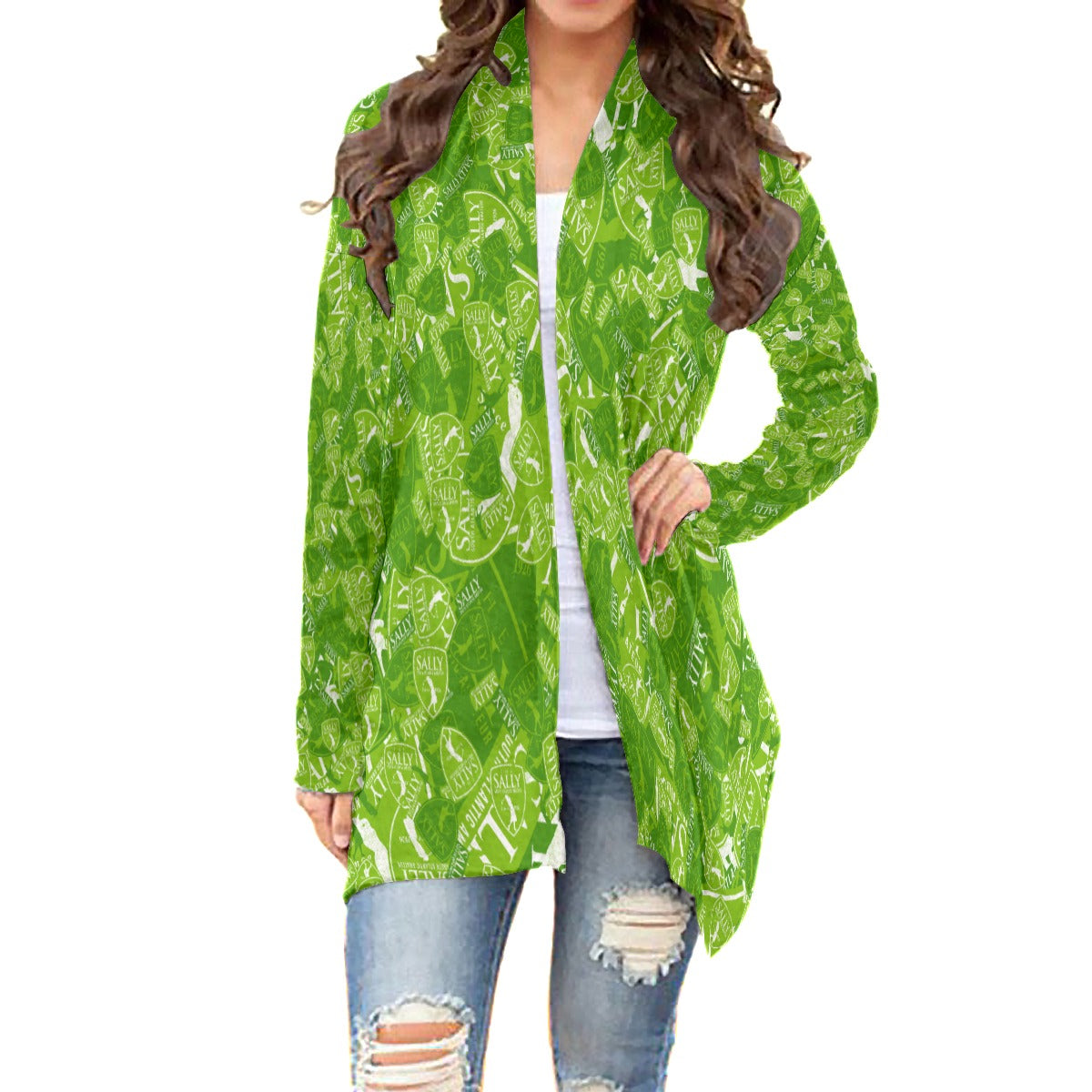Sally-All-Over Print Women's Cardigan With Long Sleeve