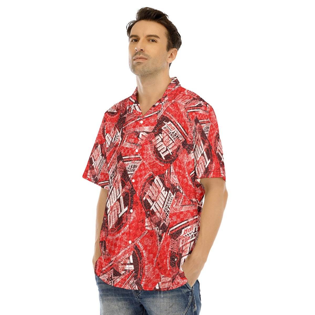 Waltrip 2X-All-Over Print Men's Hawaiian Shirt With Button Closure