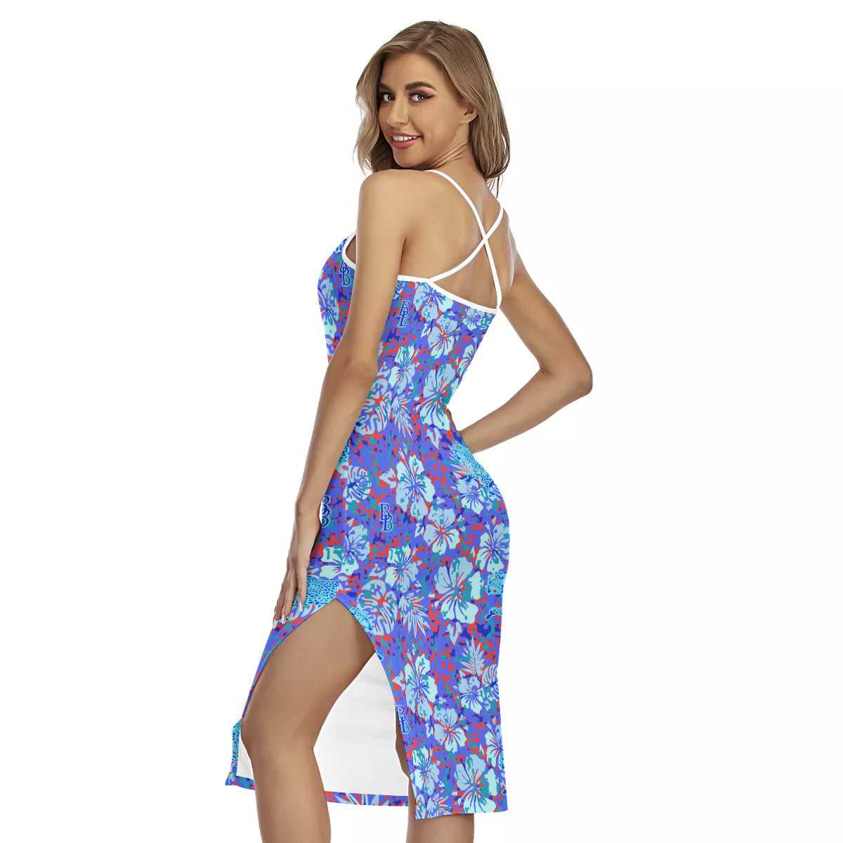 All-Over Print Women's Back Cross Cami Dress