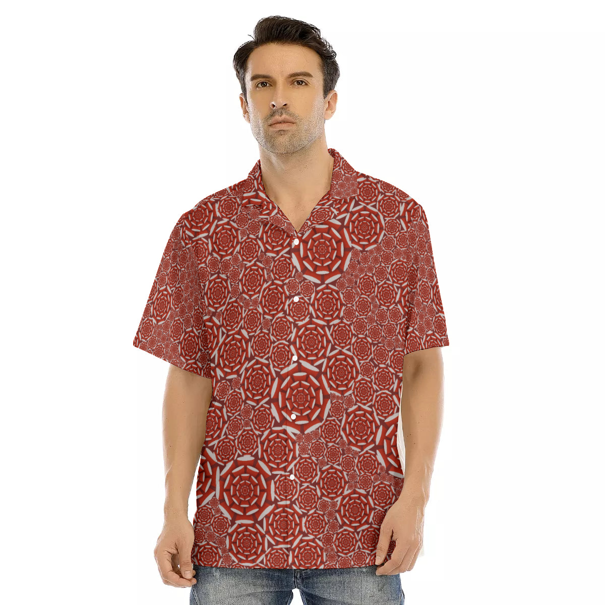 HTC-All over hawaiian button down