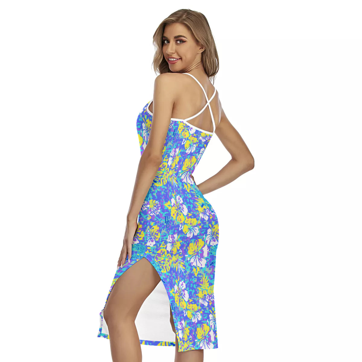 All-Over Print Women's Back Cross Cami Dress