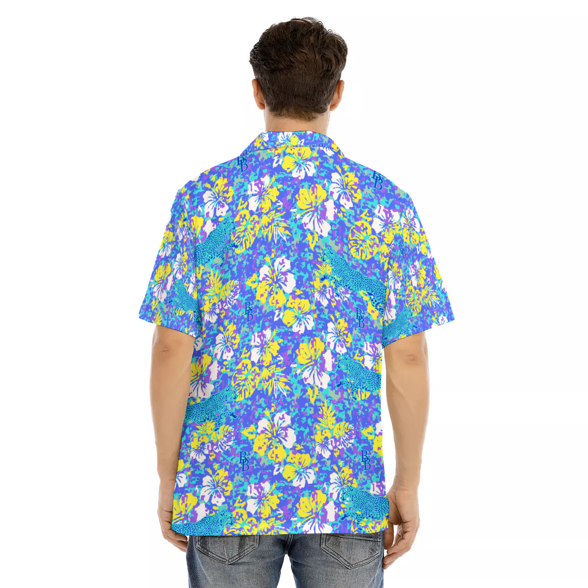 All-Over Print Men's Hawaiian Shirt With Button Closure