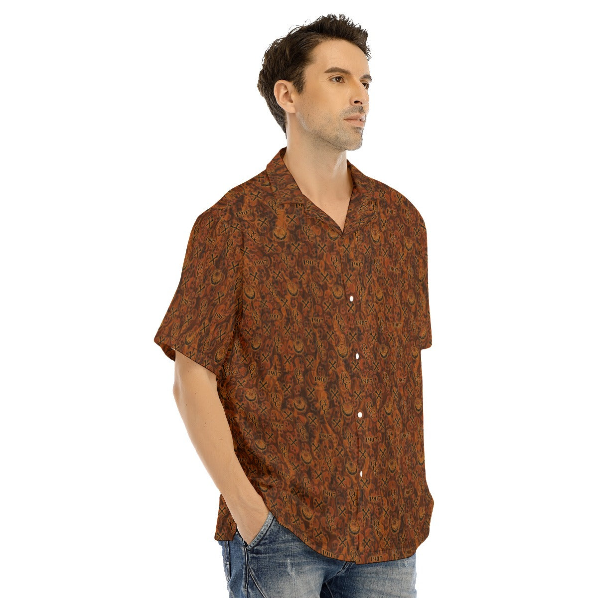 OCC Hallo-All-Over Print Men's Hawaiian Shirt With Button Closure