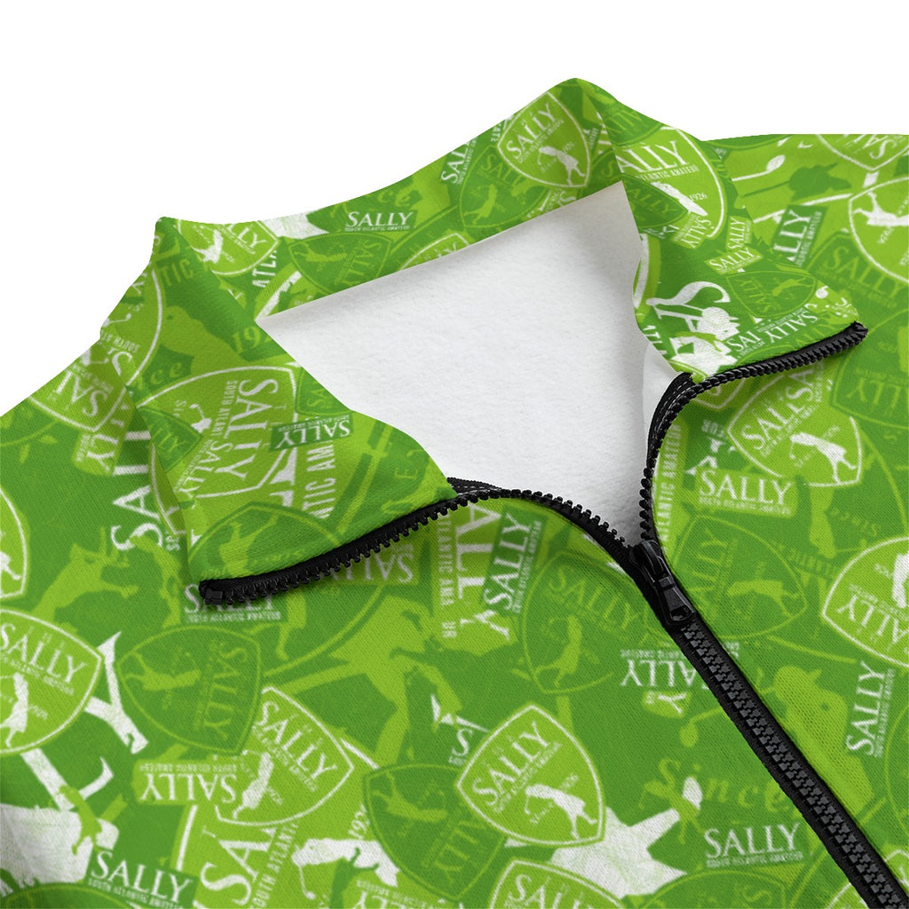 Sally-All-Over Print Unisex Stand-up Collar Knitted Fleece Outwear