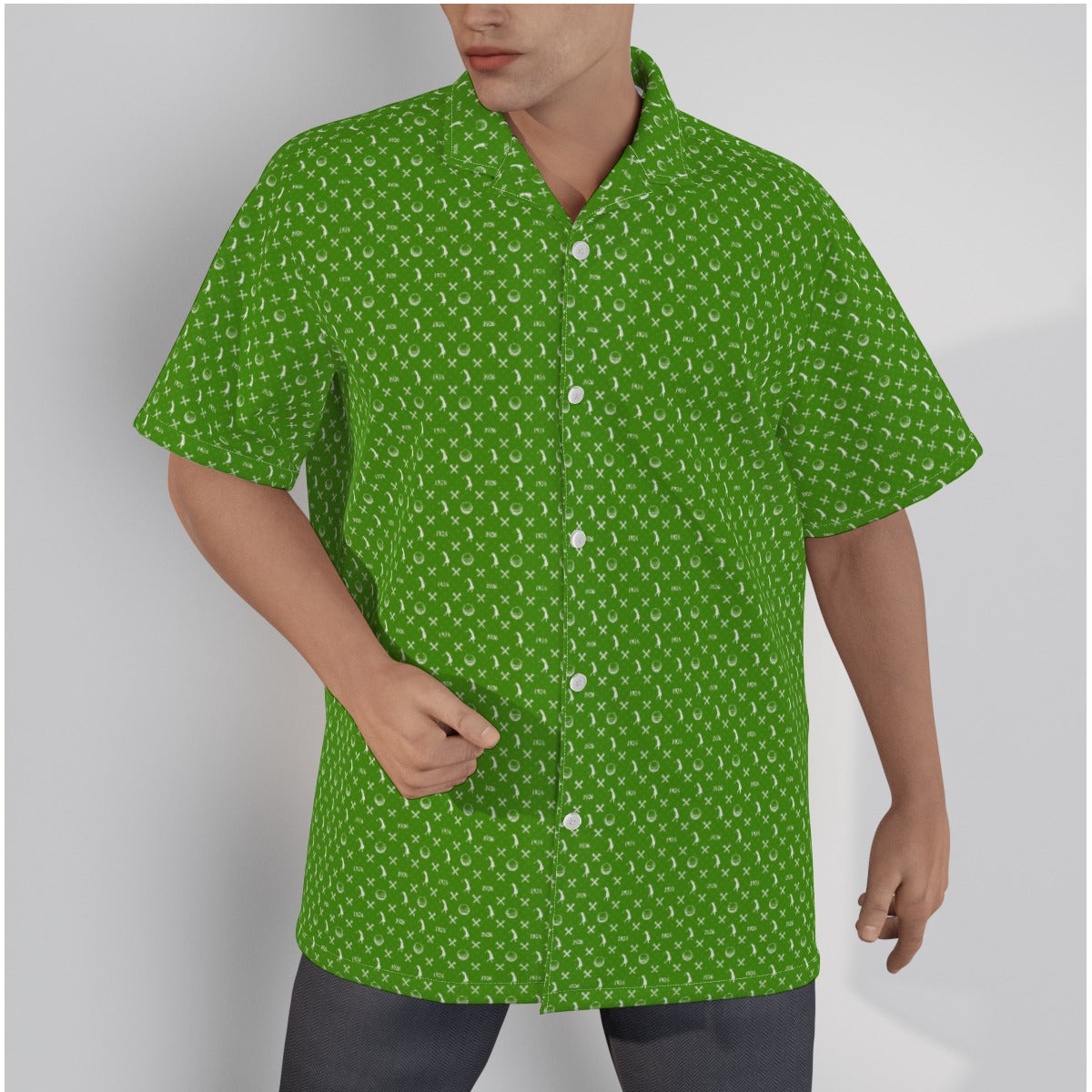 Sally-All-Over Print Men's Hawaiian Shirt With Button Closure