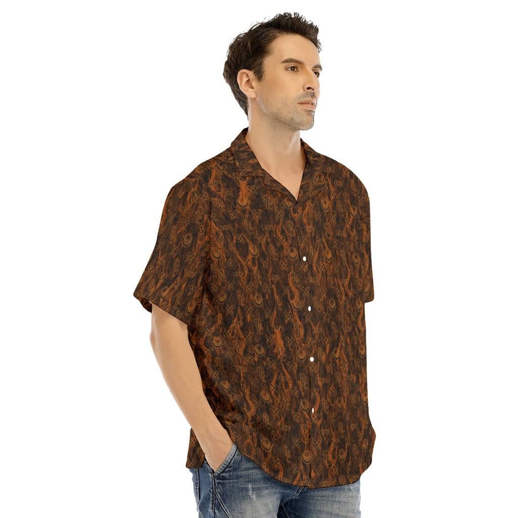 OCC Hallo-All-Over Print Men's Hawaiian Shirt With Button Closure