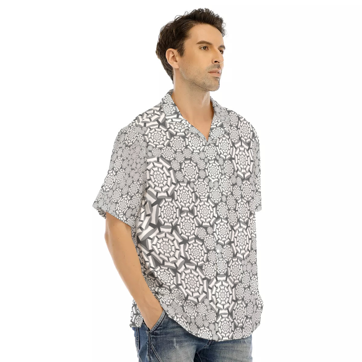 HTC-All over hawaiian button down