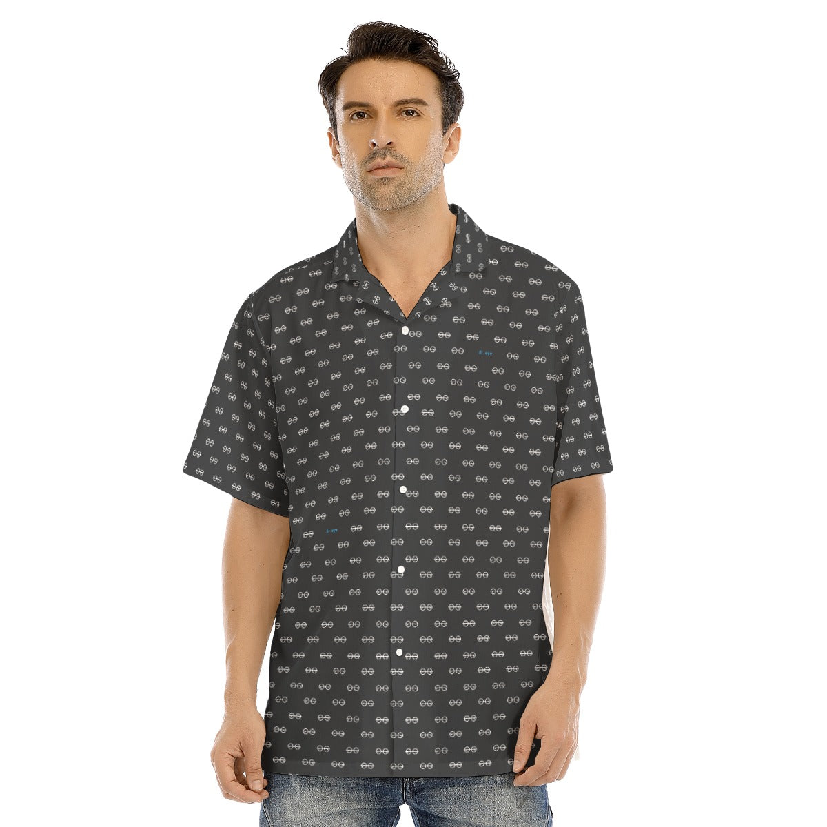 All-Over Print Men's Hawaiian Shirt With Button Closure