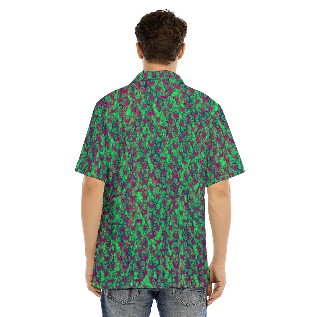 OCC Hallo-All-Over Print Men's Hawaiian Shirt With Button Closure