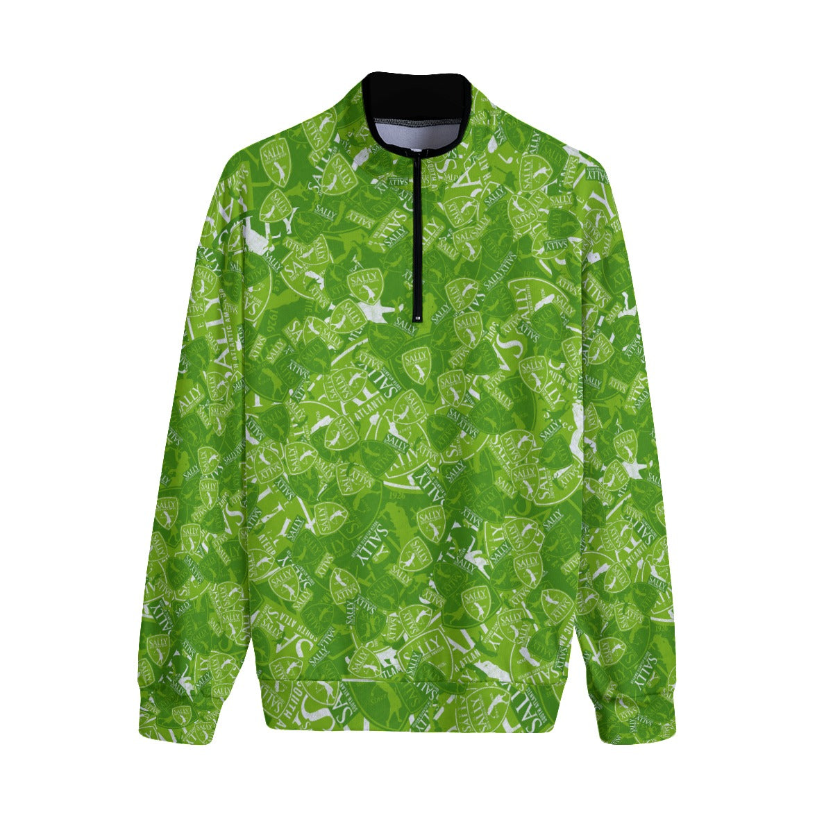 Sally-All-Over Print Men's Stand-up Collar Sweater With Zipper Closure