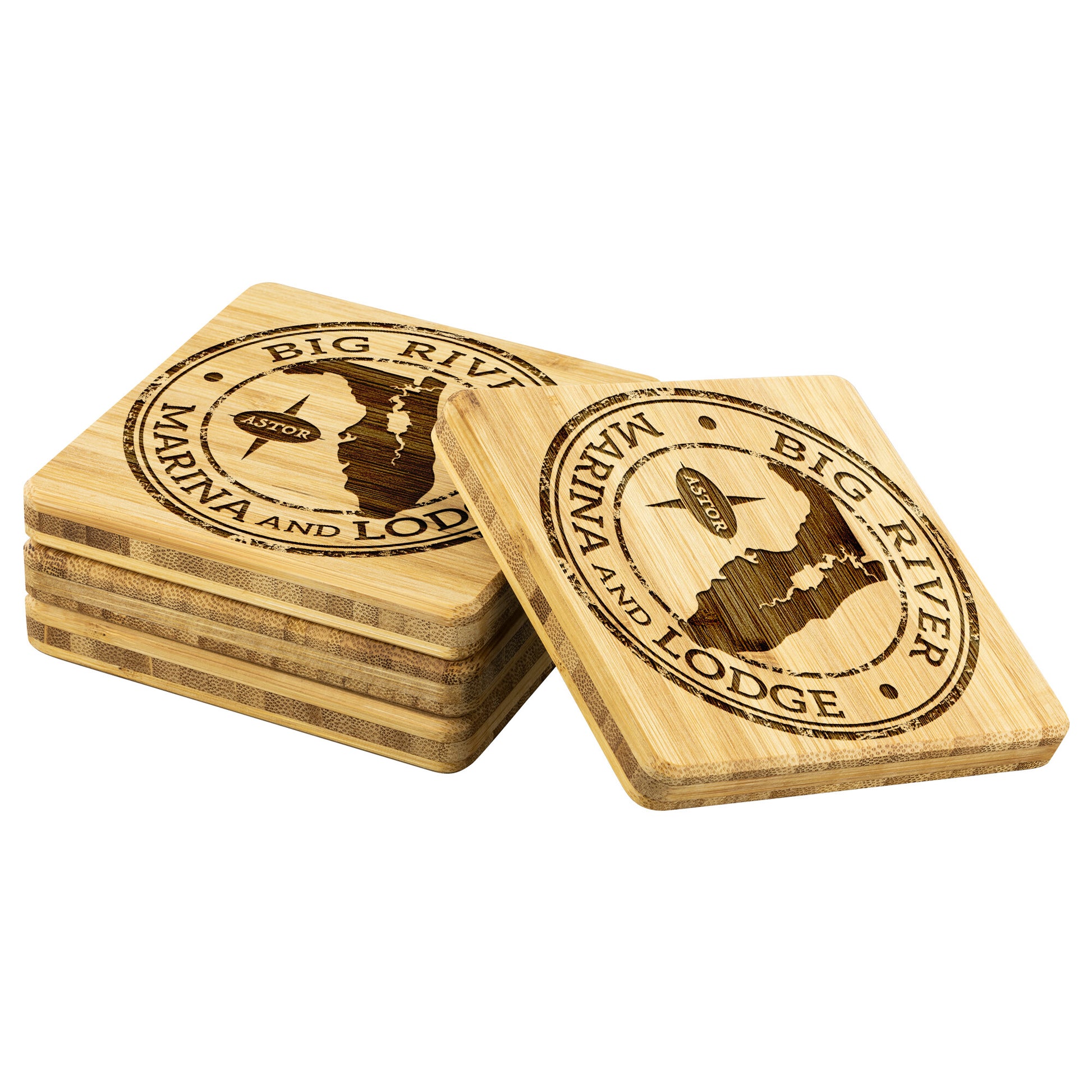 Big River Marina-Bamboo Coaster Set