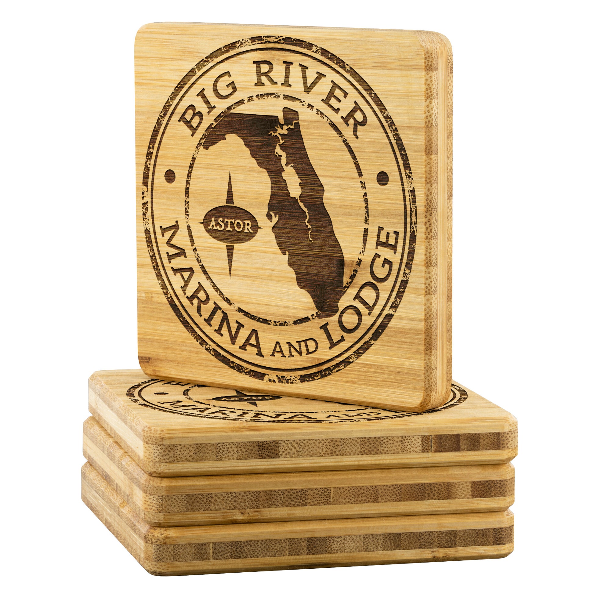 Big River Marina-Bamboo Coaster Set