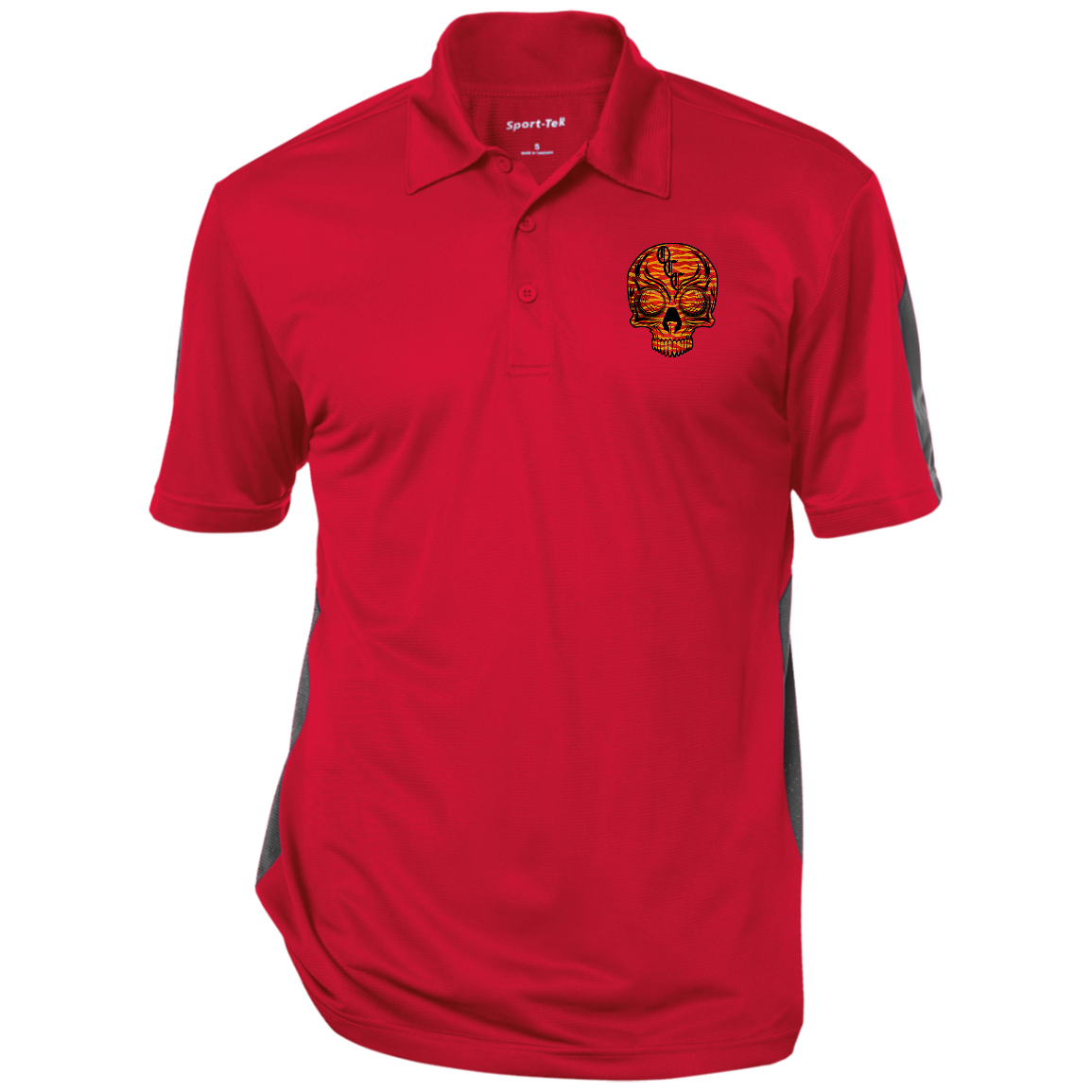 OCC SKULL 1 RED ST695 Performance Textured Three-Button Polo