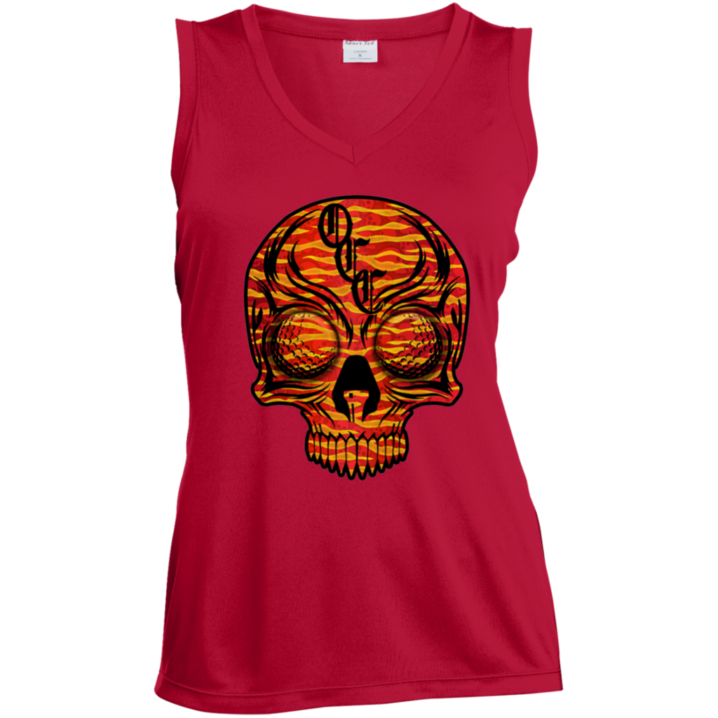 OCC SKULL 1 RED LST352 Ladies' Sleeveless V-Neck Performance Tee