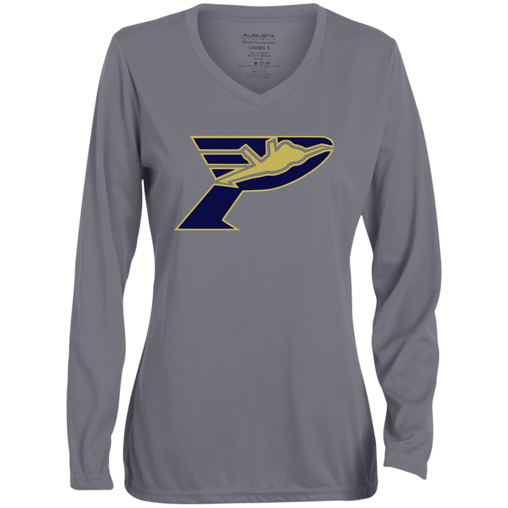 Pima Pilots-Ladies' Moisture-Wicking Long Sleeve V-Neck Tee