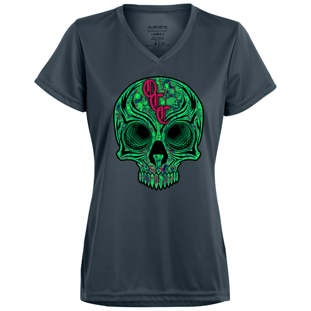 OCC SKULL 1 GRN 1790 Ladies’ Moisture-Wicking V-Neck Tee