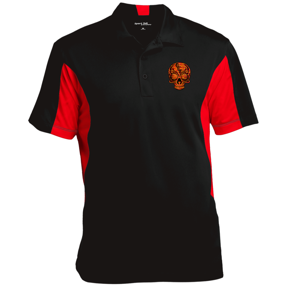 OCC SKULL 1 RED ST655 Men's Colorblock Performance Polo