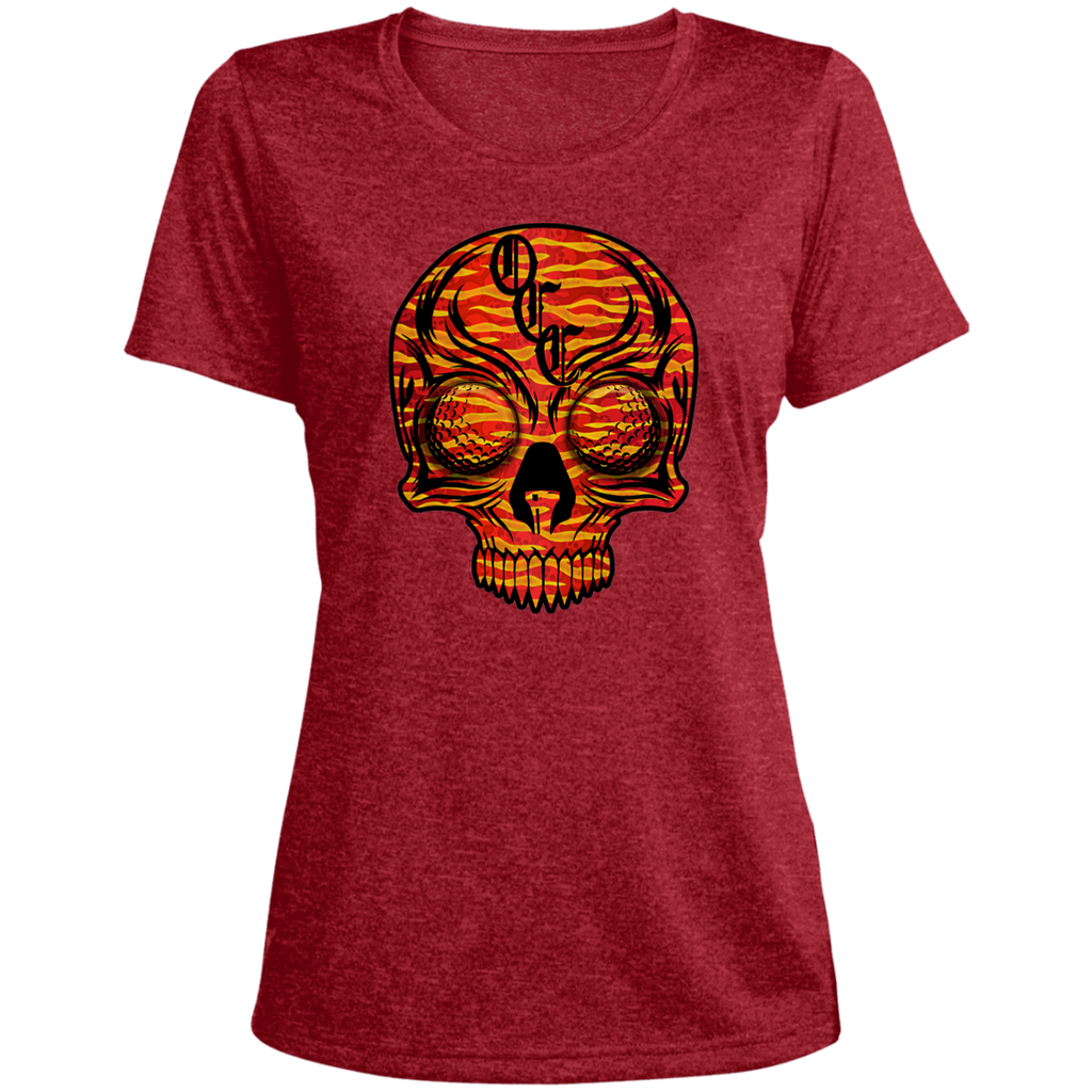 OCC SKULL 1 RED LST360 Ladies' Heather Scoop Neck Performance Tee