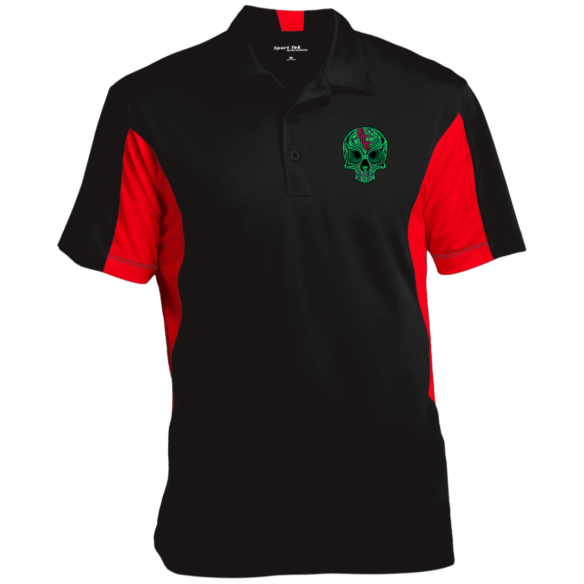 OCC SKULL 1 GRN ST655 Men's Colorblock Performance Polo