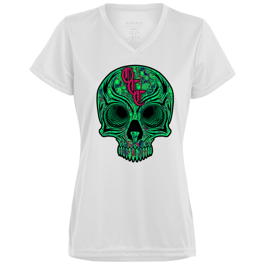OCC SKULL 1 GRN 1790 Ladies’ Moisture-Wicking V-Neck Tee
