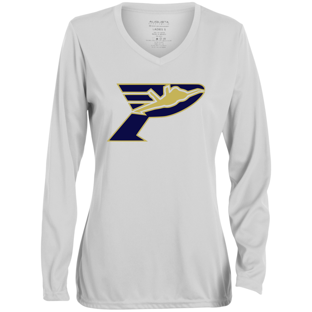 Pima Pilots-Ladies' Moisture-Wicking Long Sleeve V-Neck Tee