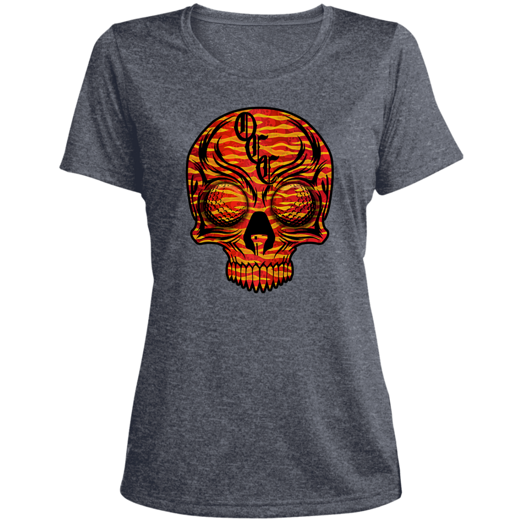 OCC SKULL 1 RED LST360 Ladies' Heather Scoop Neck Performance Tee