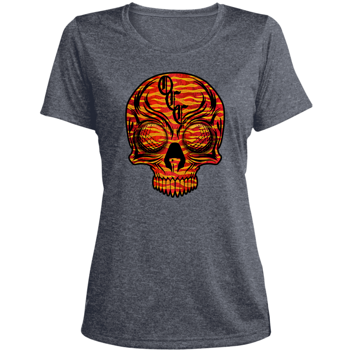 OCC SKULL 1 RED LST360 Ladies' Heather Scoop Neck Performance Tee