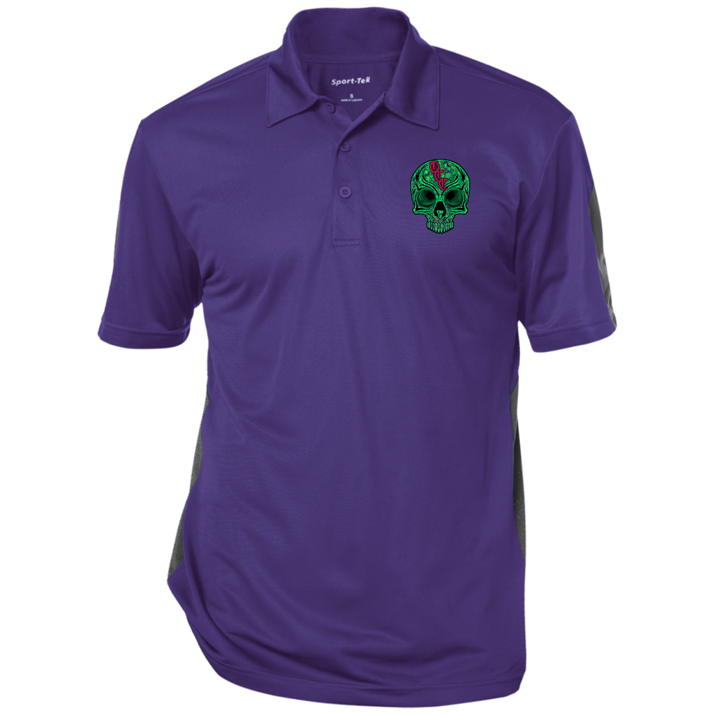 OCC SKULL 1 GRN ST695 Performance Textured Three-Button Polo