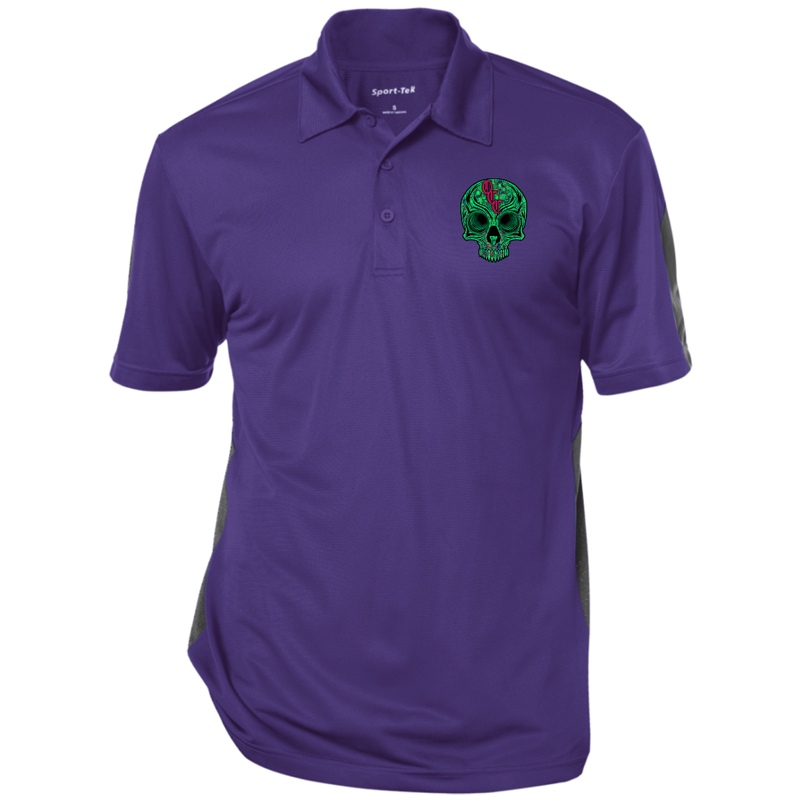 OCC SKULL 1 GRN ST695 Performance Textured Three-Button Polo