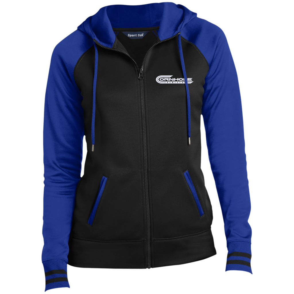 Cornhole Chemistry-Ladies' Moisture Wick Hooded Jacket