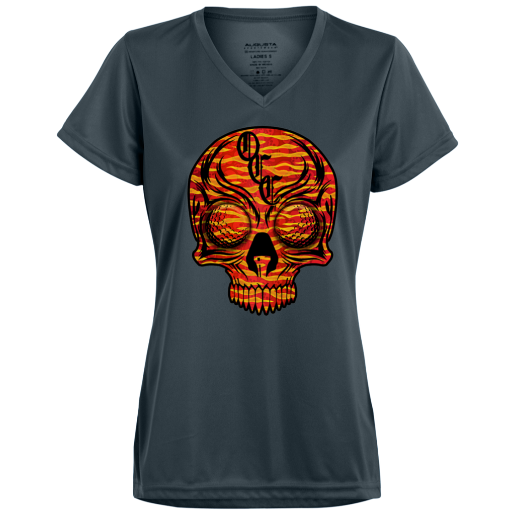 OCC SKULL 1 RED 1790 Ladies’ Moisture-Wicking V-Neck Tee