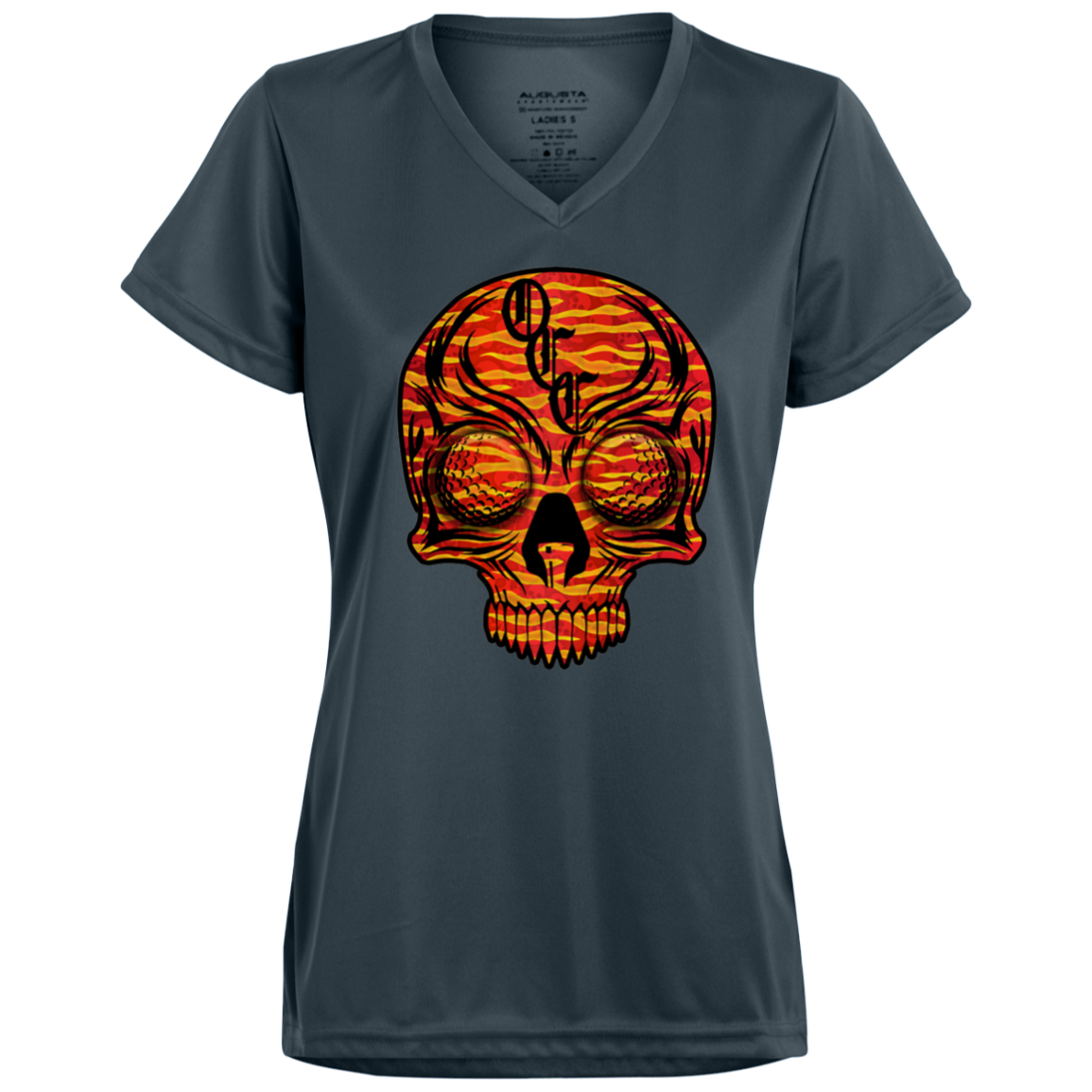 OCC SKULL 1 RED 1790 Ladies’ Moisture-Wicking V-Neck Tee