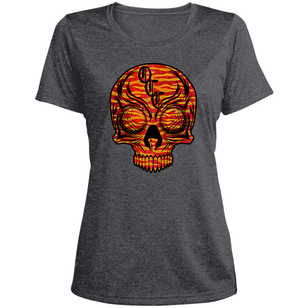 OCC SKULL 1 RED LST360 Ladies' Heather Scoop Neck Performance Tee