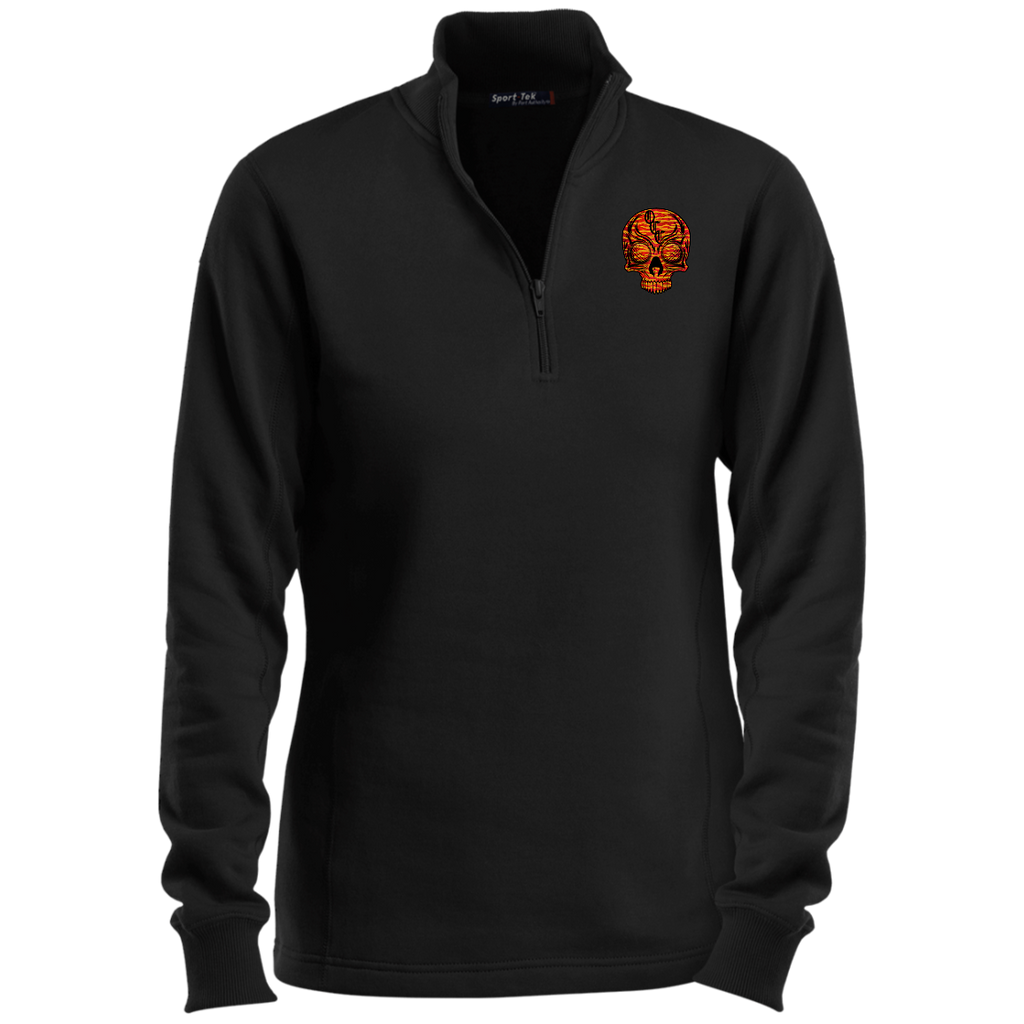 OCC SKULL 1 RED LST253 Ladies 1/4 Zip Sweatshirt