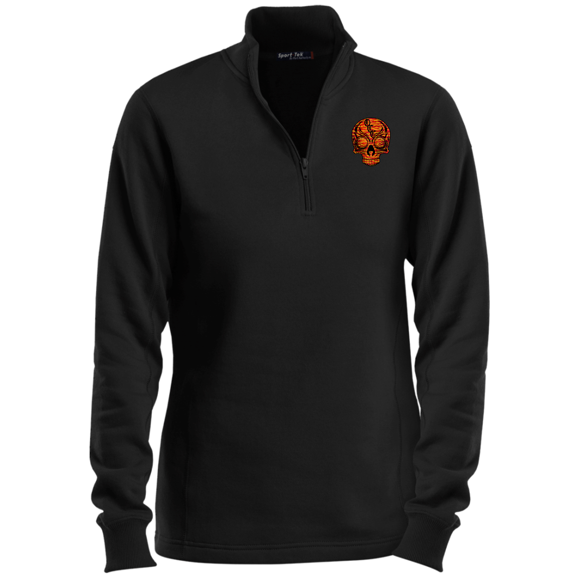 OCC SKULL 1 RED LST253 Ladies 1/4 Zip Sweatshirt
