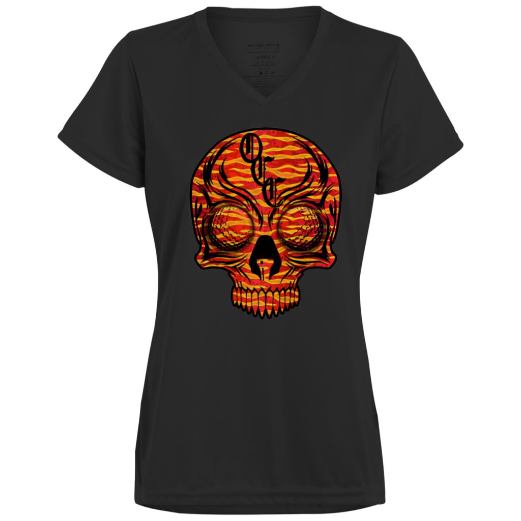 OCC SKULL 1 RED 1790 Ladies’ Moisture-Wicking V-Neck Tee