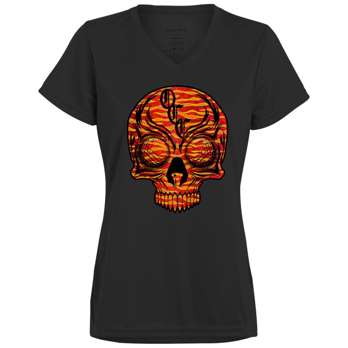 OCC SKULL 1 RED 1790 Ladies’ Moisture-Wicking V-Neck Tee