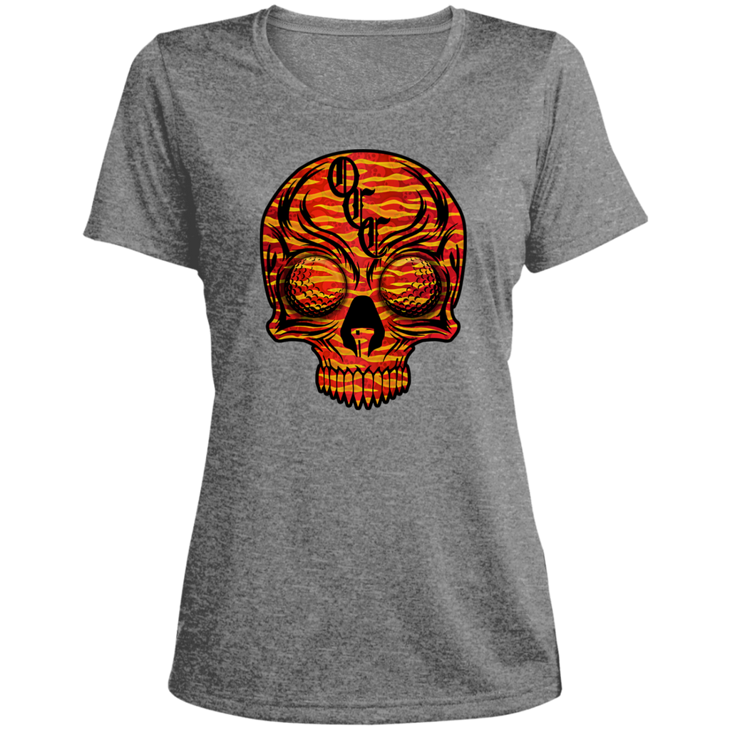 OCC SKULL 1 RED LST360 Ladies' Heather Scoop Neck Performance Tee