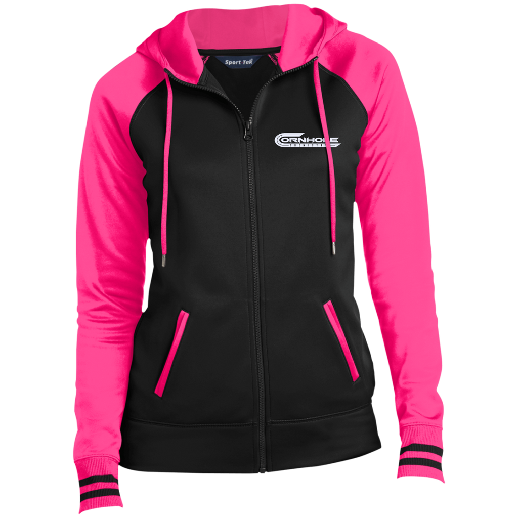 Cornhole Chemistry-Ladies' Moisture Wick Hooded Jacket