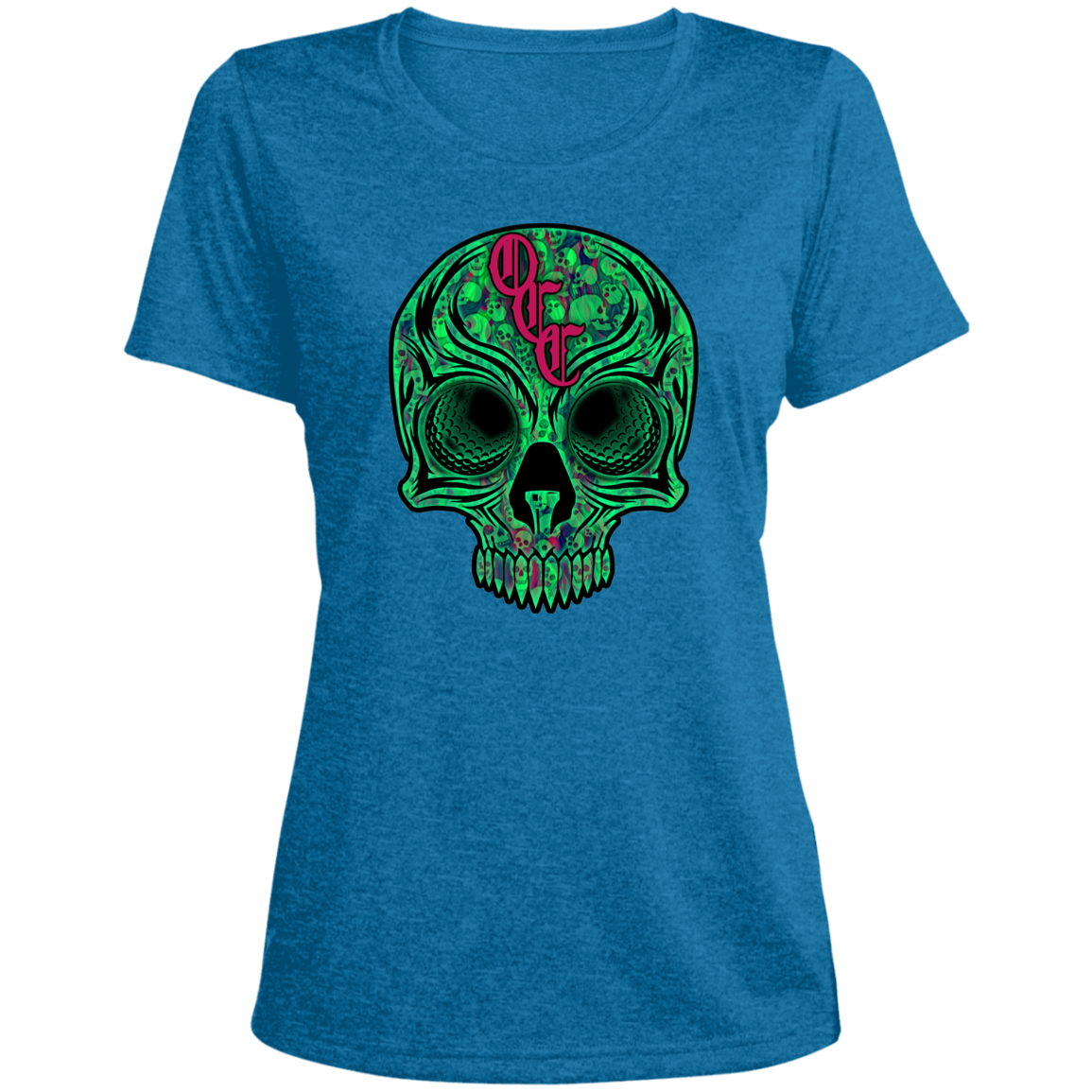 OCC SKULL 1 GRN LST360 Ladies' Heather Scoop Neck Performance Tee
