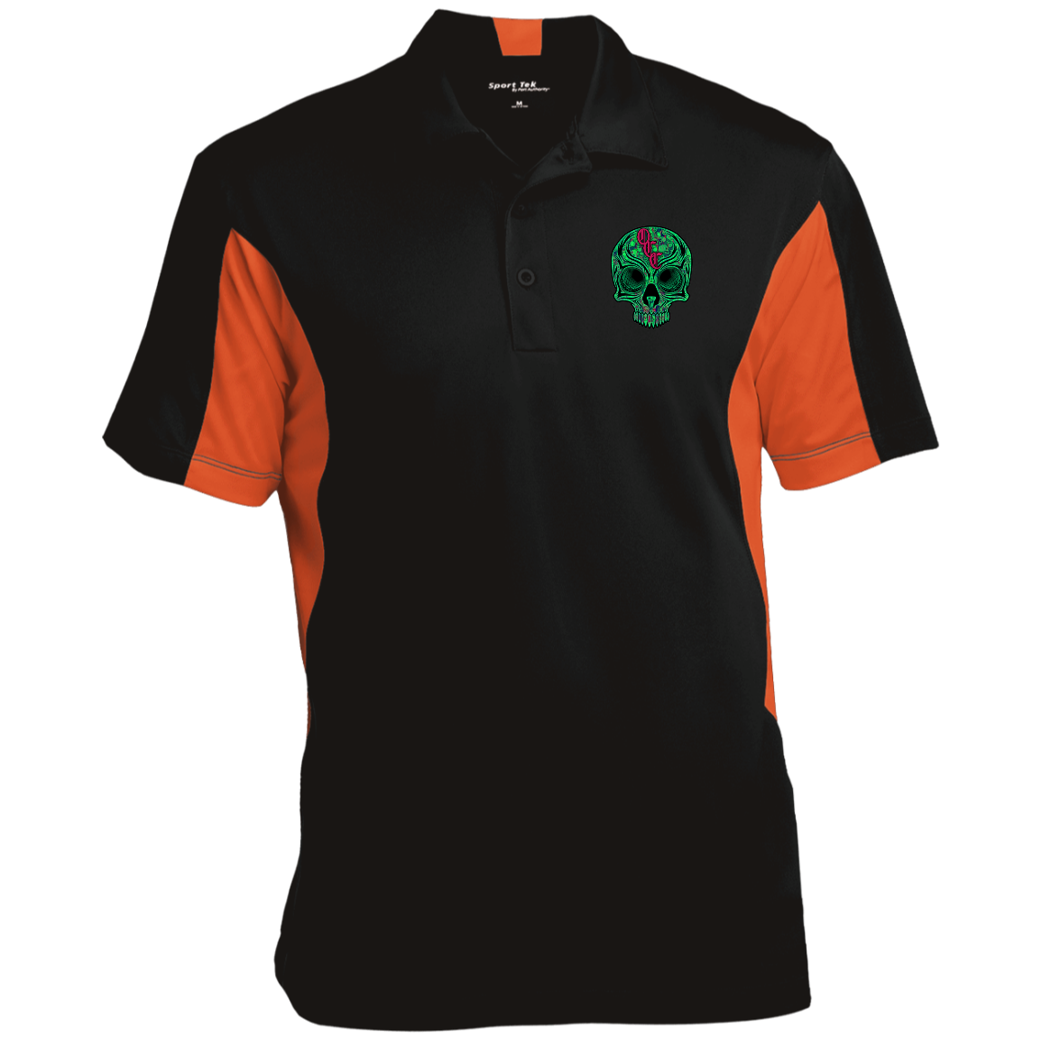 OCC SKULL 1 GRN ST655 Men's Colorblock Performance Polo
