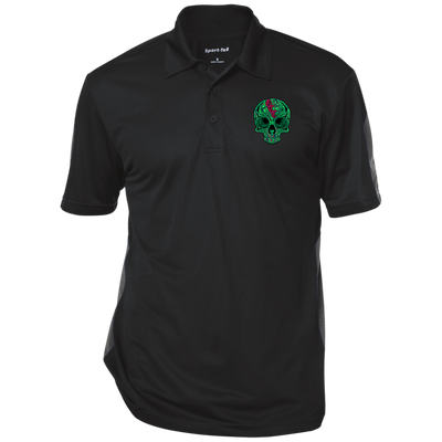 OCC SKULL 1 GRN ST695 Performance Textured Three-Button Polo