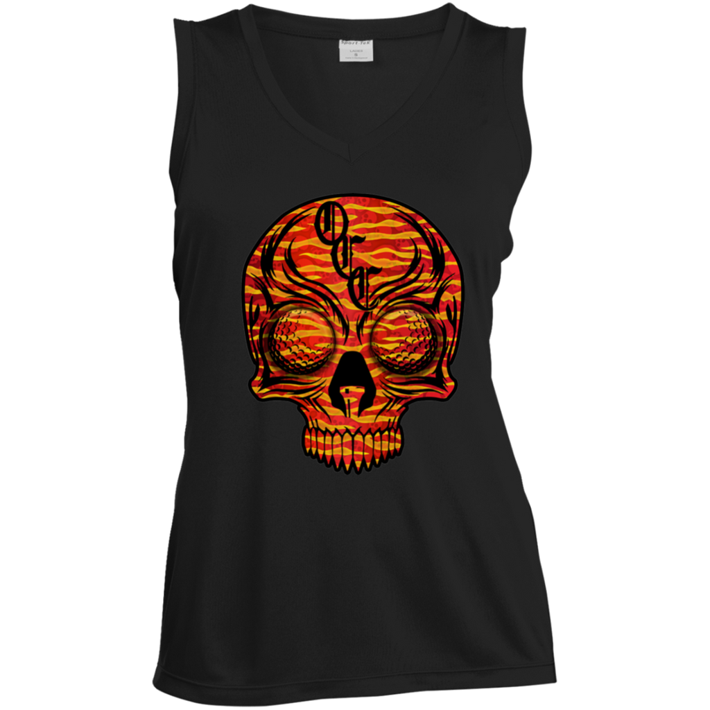 OCC SKULL 1 RED LST352 Ladies' Sleeveless V-Neck Performance Tee